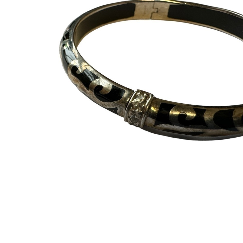 Angelique de Paris Veranda Black Resin Sterling Silver Bracelet With CZ - Picture 3 of 10